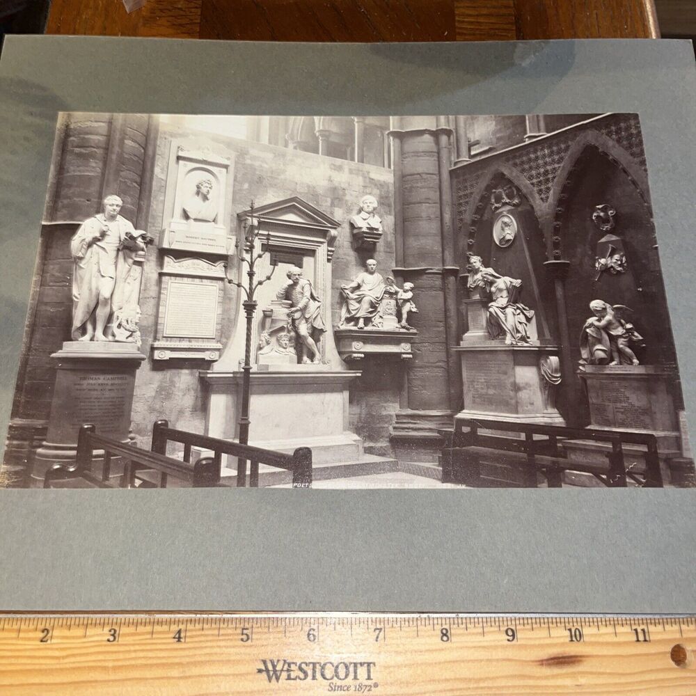 Vintage Westminster Abbey Poet’s Corner Mounted Architecture Photo England